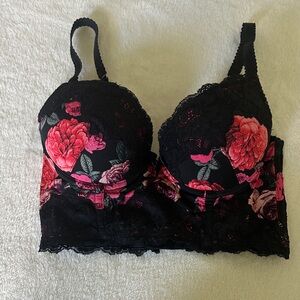 H &M Floral Lace Women's Bralette - Black and Pink